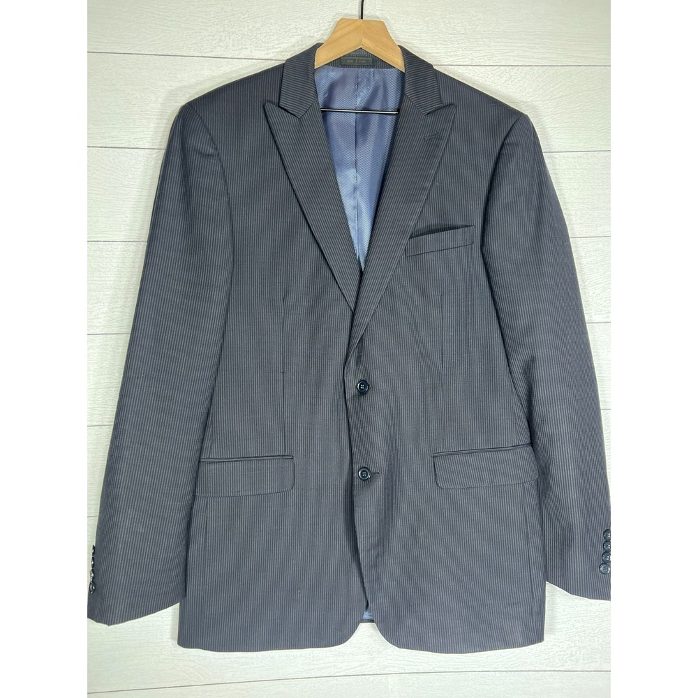 Andrew Fezza 43L 100% Wool Black Pinstripe Single Breasted Suit Jacket Only